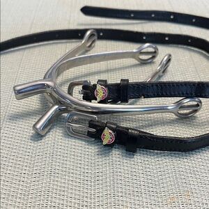 Black Leather Wonder Woman Spur Straps with Silver Spurs